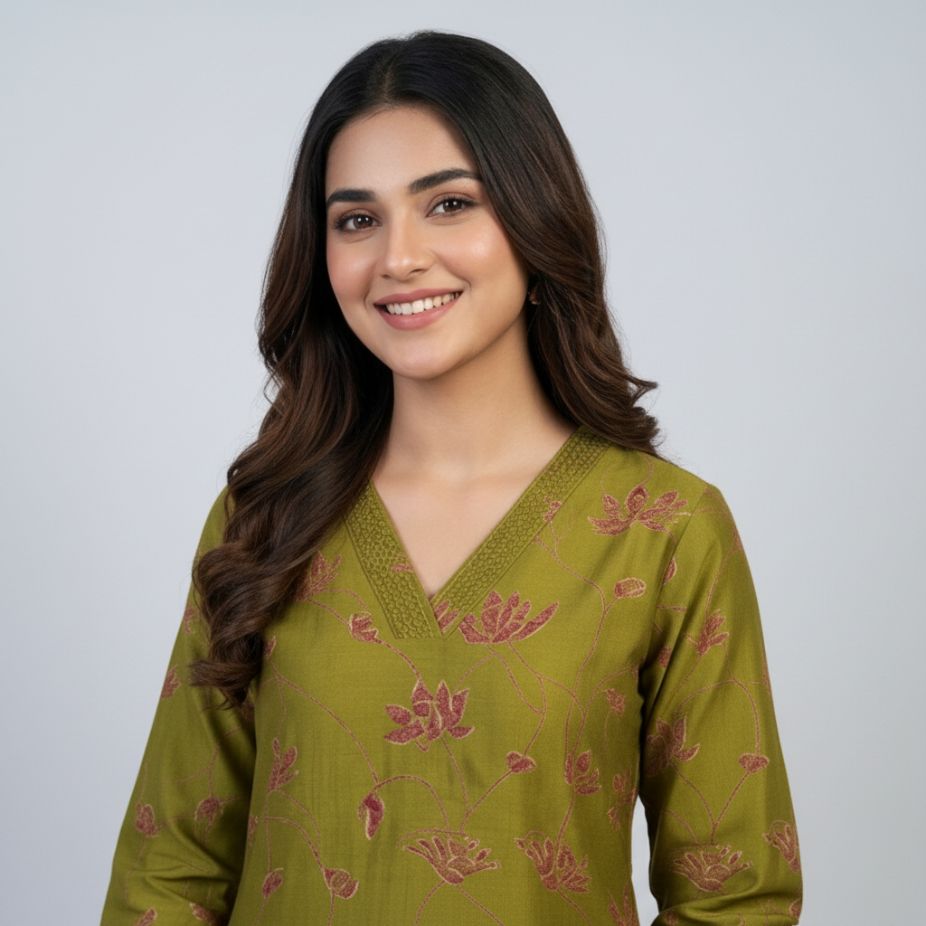 OLIVE GREEN KURTI SET