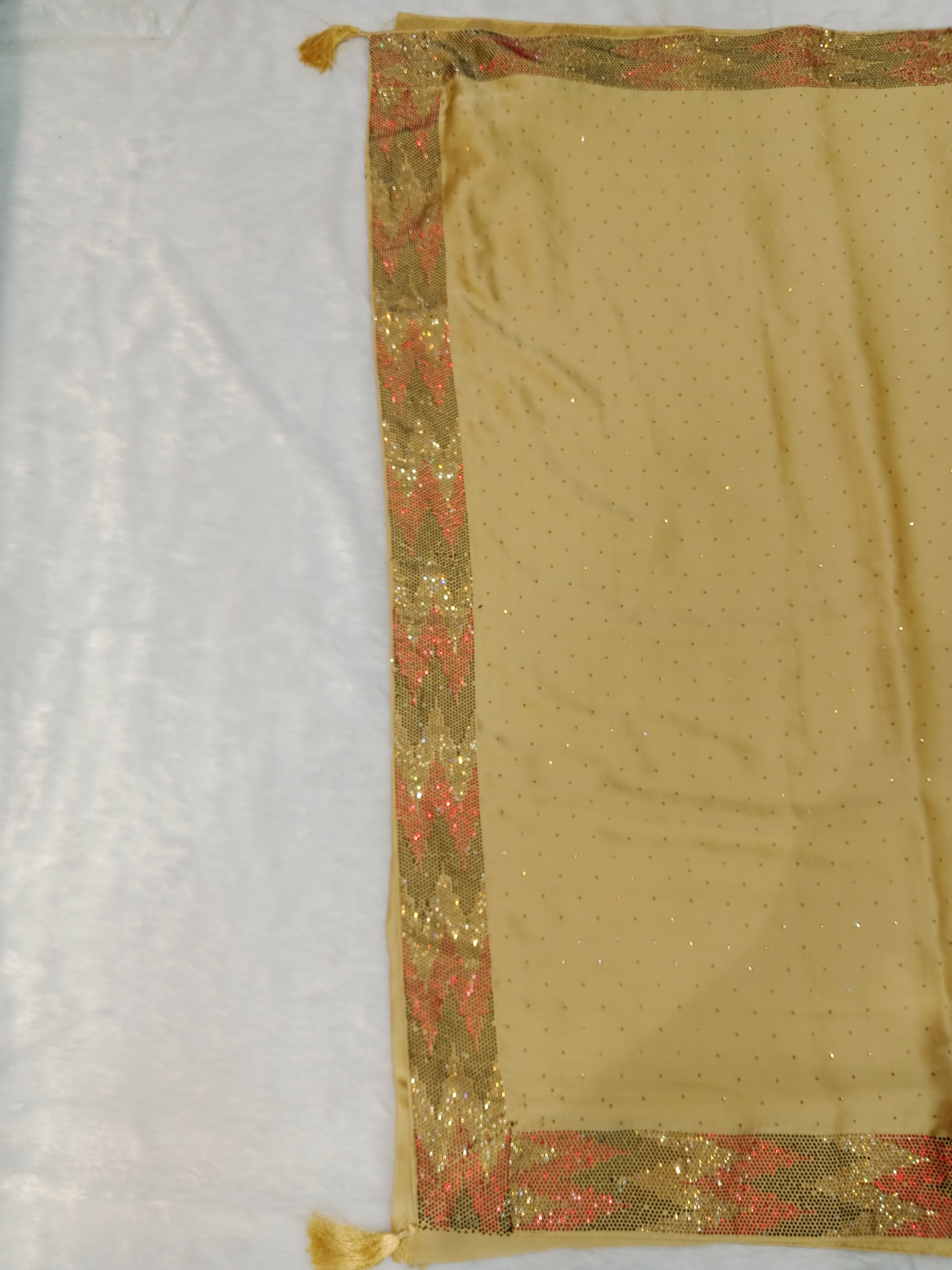 CHAMPAGNE GOLD / BEIGE SATIN SILK SAREE