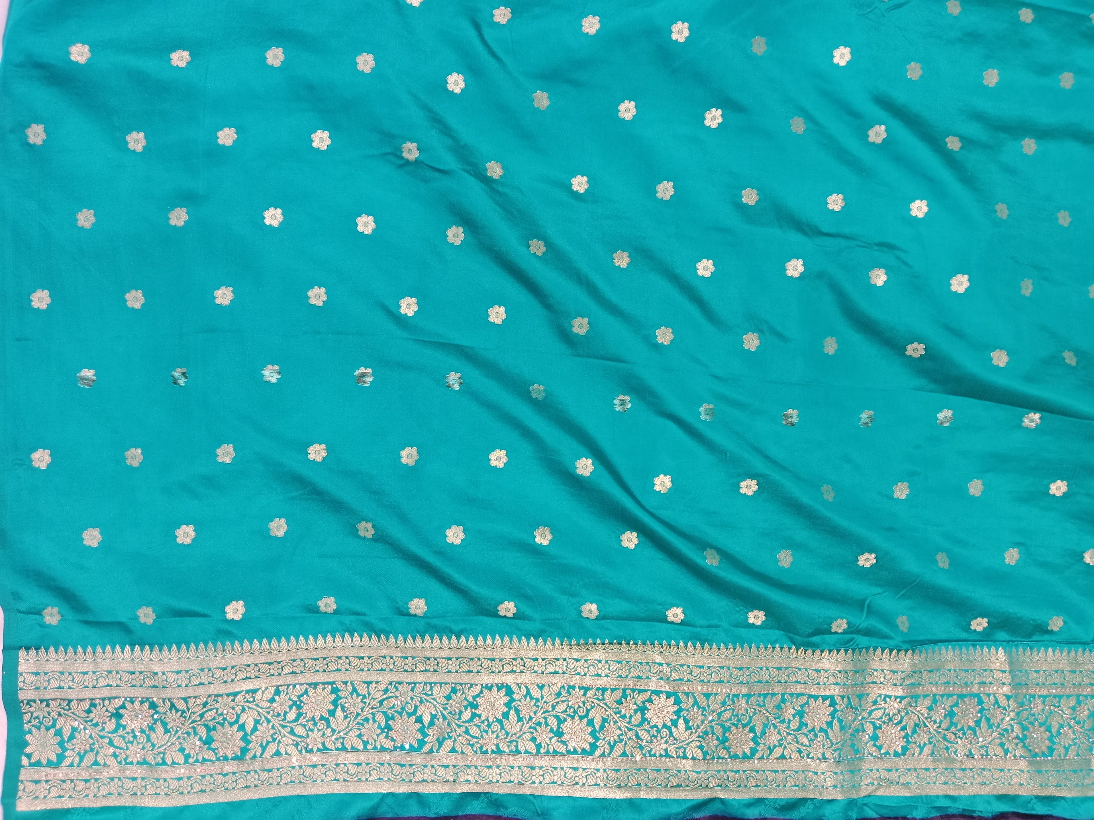 MAROON TEAL BANARASI SILK SAREE