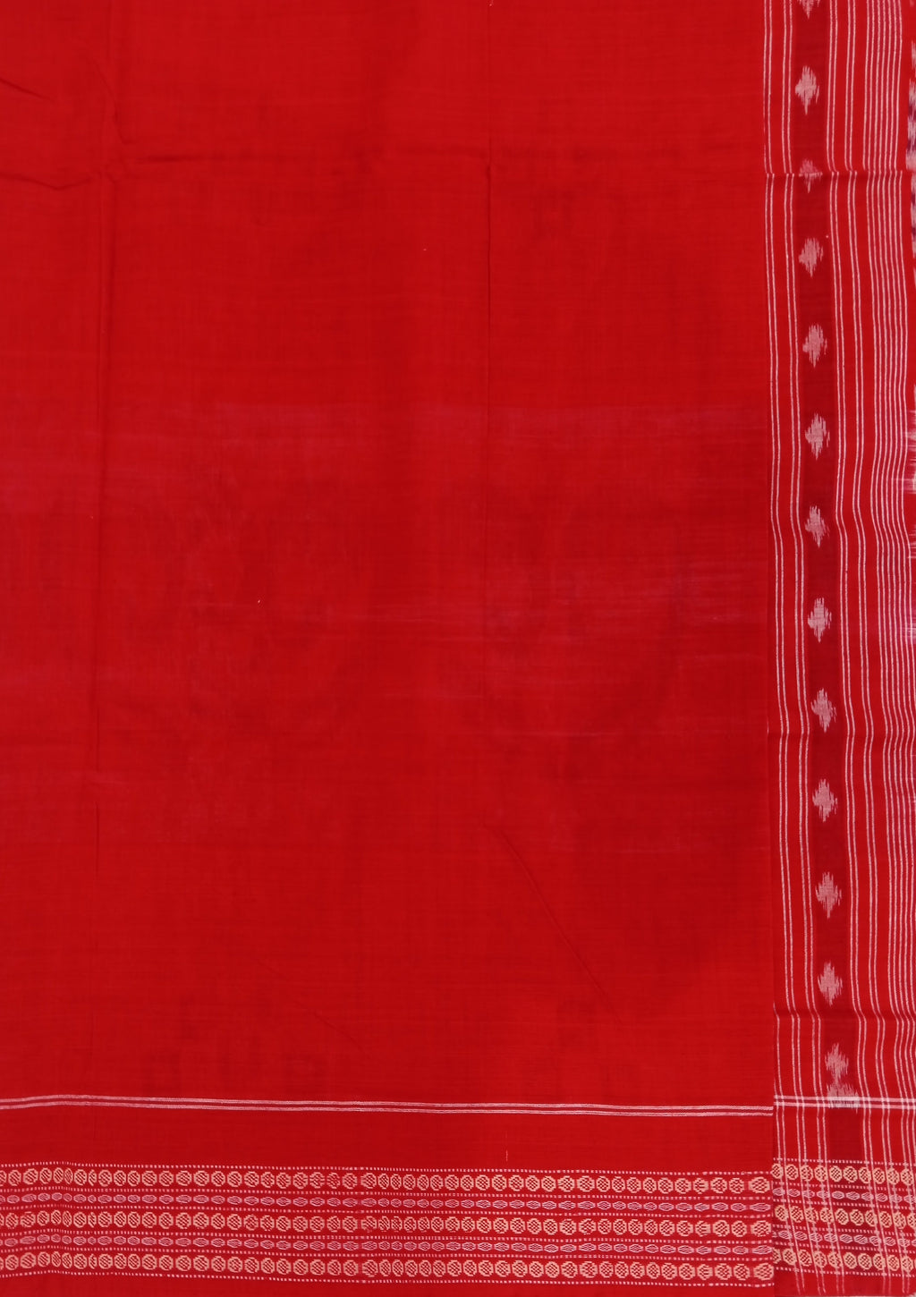 BRIGHT RED AND WHITE SAMBALPURI HANDLOOM COTTON SAREE