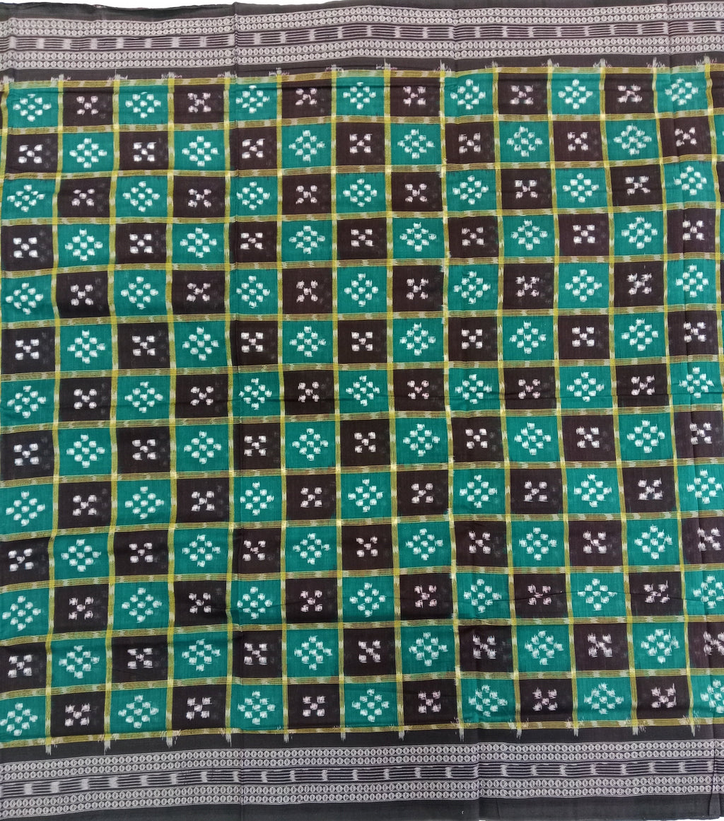 EMERALD GREEN BANDHANI PRINT SAMBALPURI HANDLOOM COTTON SAREE