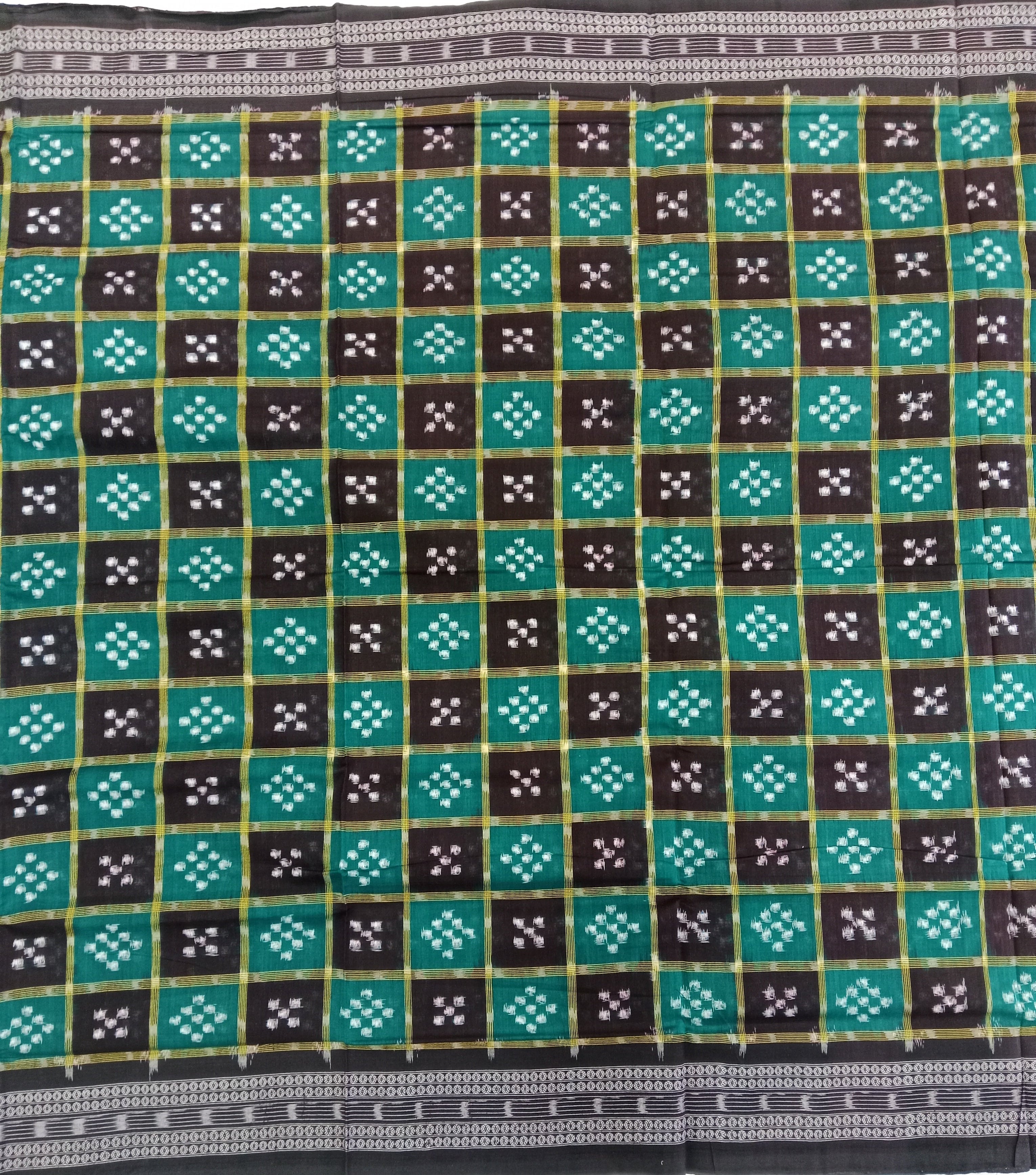EMERALD GREEN BANDHANI PRINT SAMBALPURI HANDLOOM COTTON SAREE