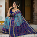 Royal Blue  Chakra Pure Sambalpuri Handloom Cotton Saree
