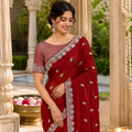MAROON GEORGETTE/CHIFFON SAREE