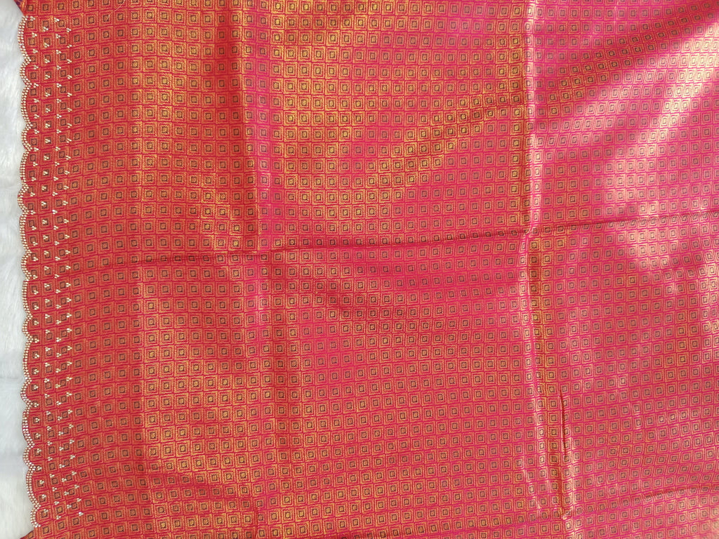 PEACH ORANGE PINK BANARASI SILK SAREE