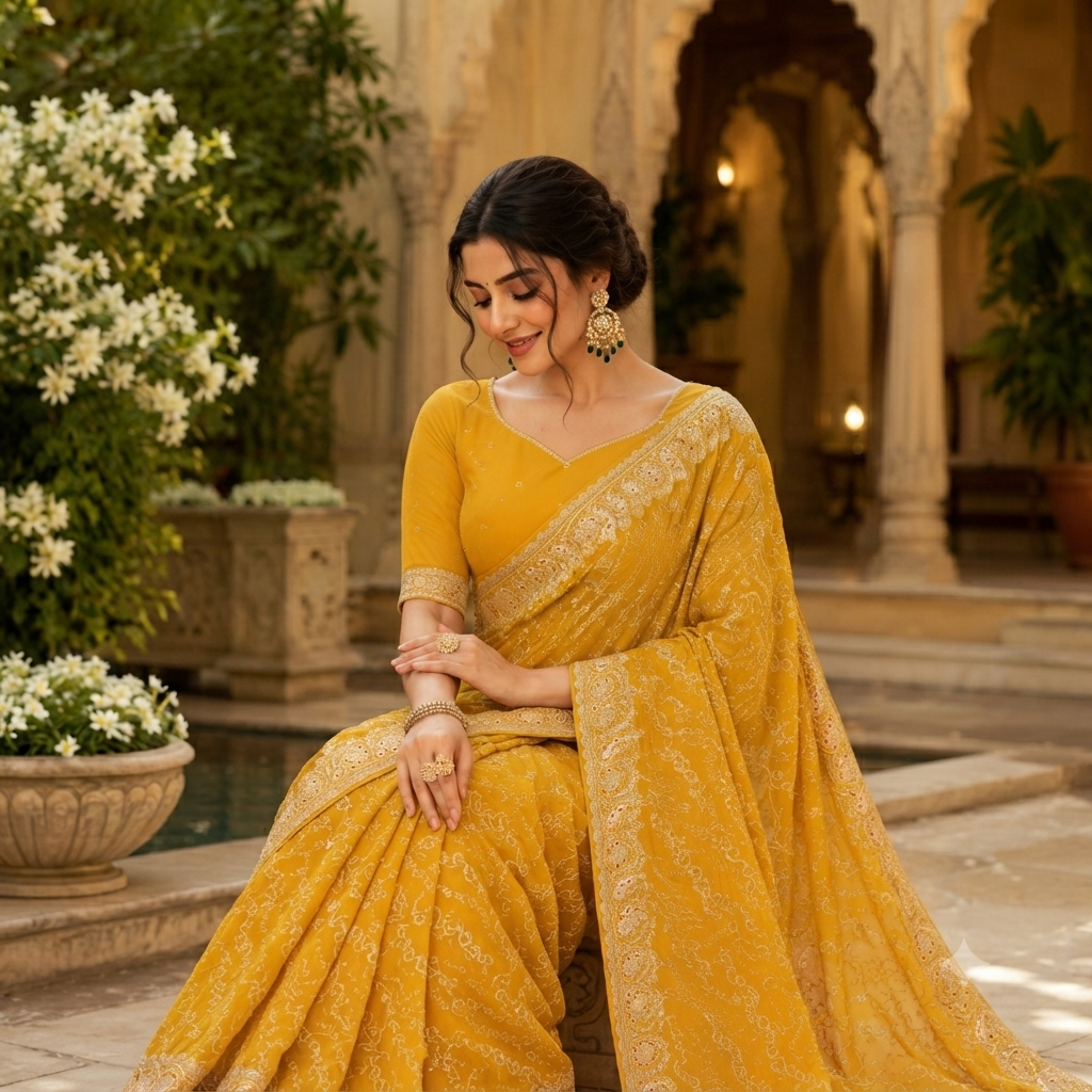 MUSTARD YELLOW SAREE