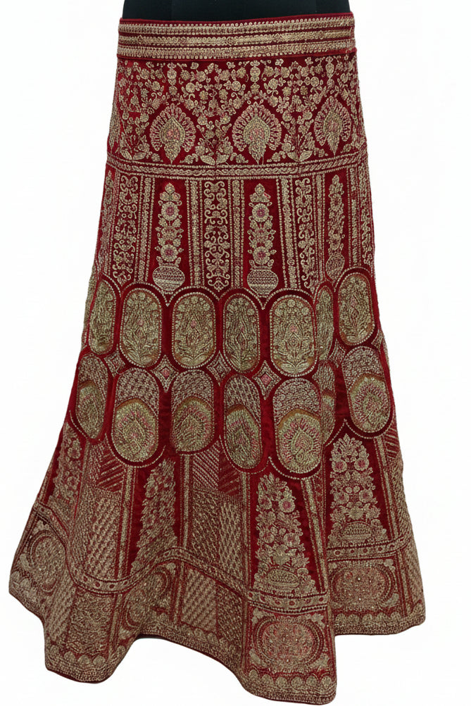 RED BRIDAL LEHENGA WITH HEAVY GOLD ZARDOZI