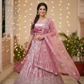 DUSTY PINK VELVET LEHENGA WITH SILVER SEQUIN WORK
