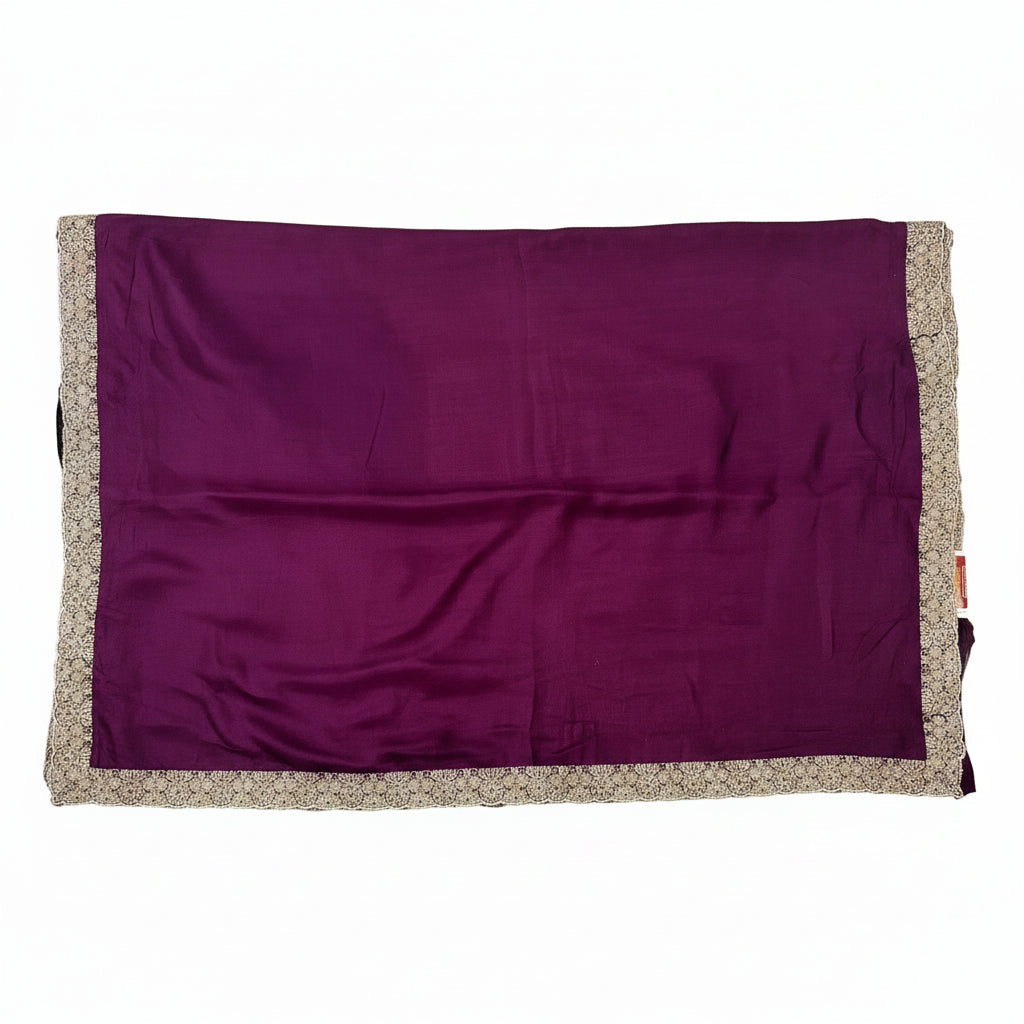 WINE GEORGETTE SAREE WITH GOLD SCALLOP BORDER