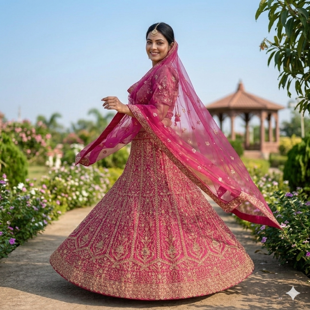RANI PINK ORGANZA LEHENGA
