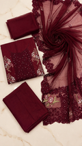 MAROON EMBROIDERED DRESS MATERIAL