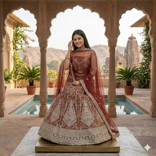 BRICK RED LEHENGA