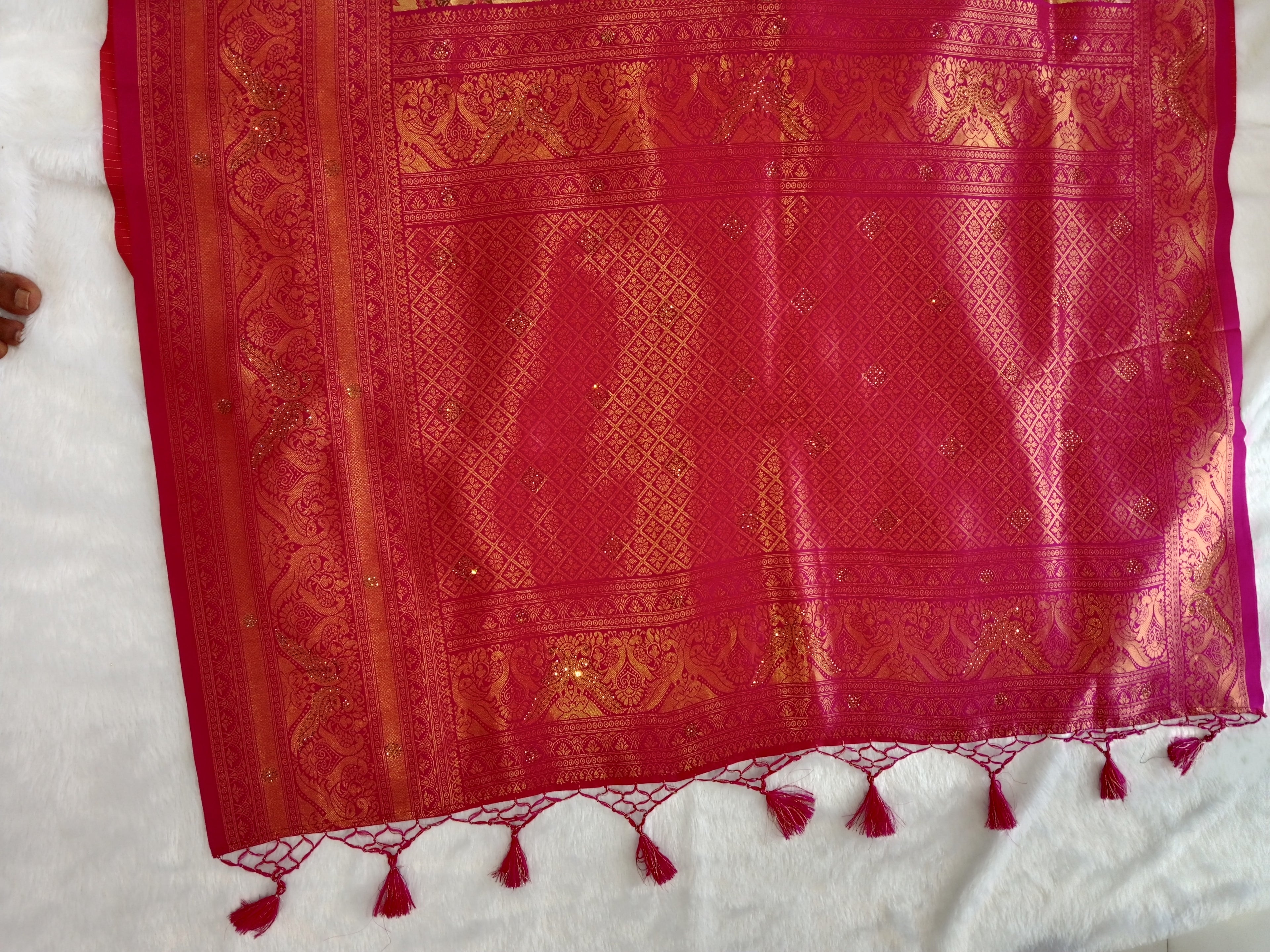 MUSTARD GOLD  PINK BANARASI SILK SAREE