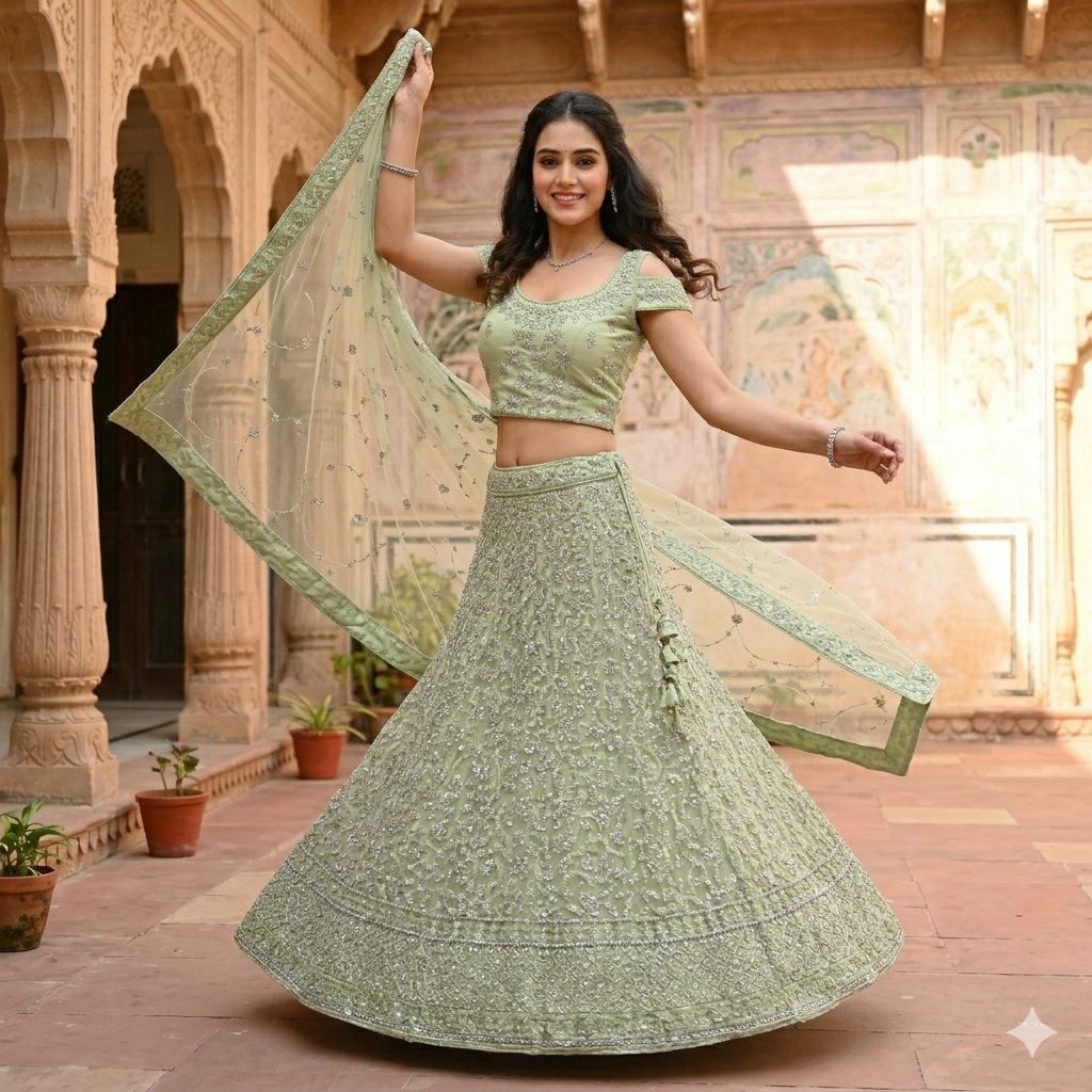 SAGE GREEN LEHENGA