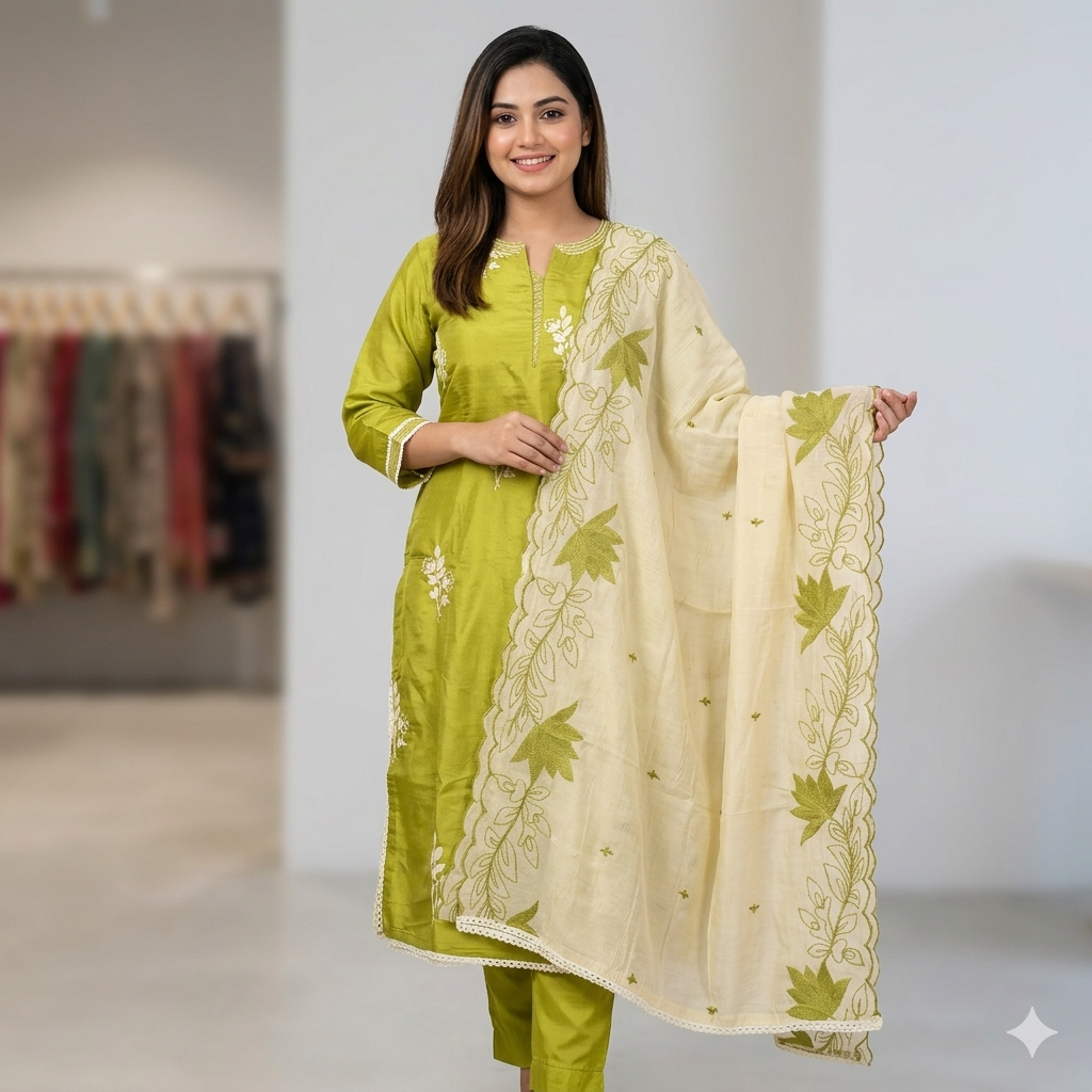 PARROT GREEN KURTI SET
