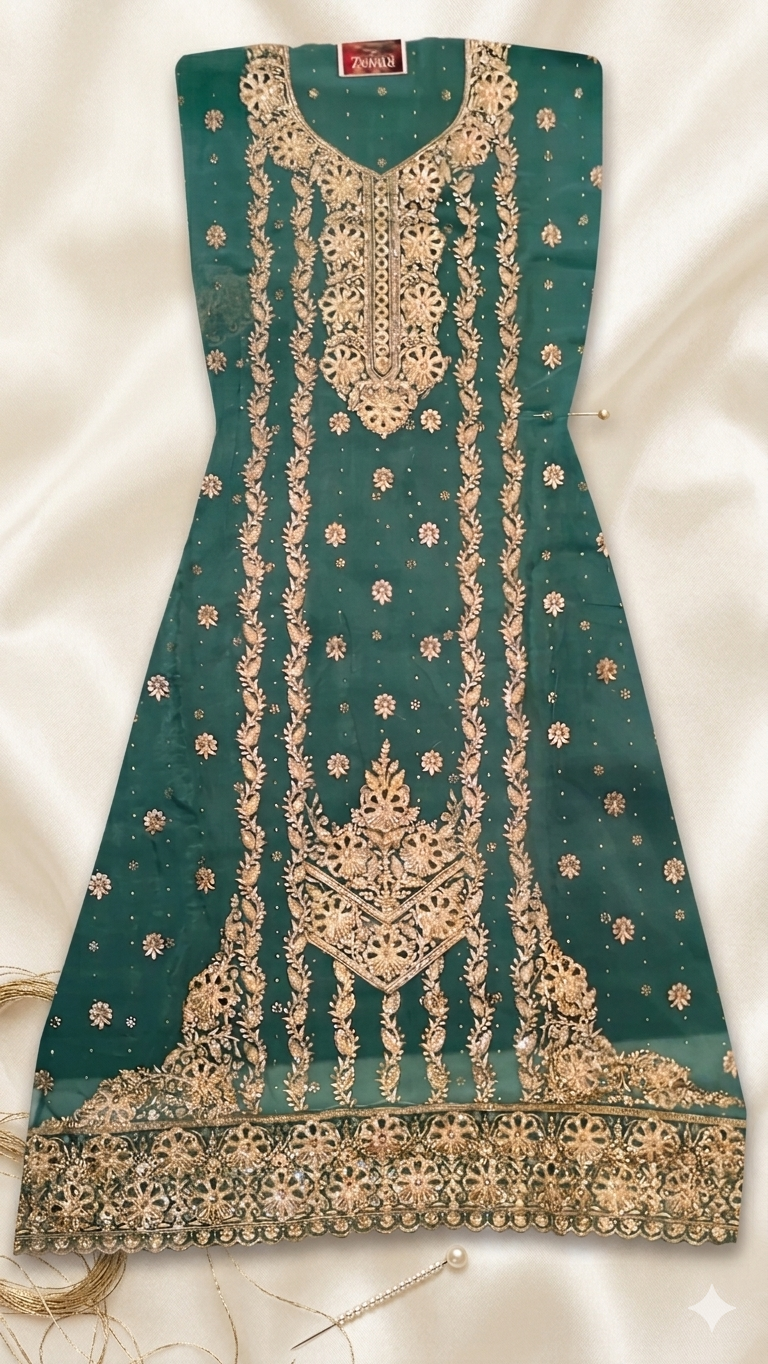 SEA GREEN EMBROIDERED DRESS MATERIAL
