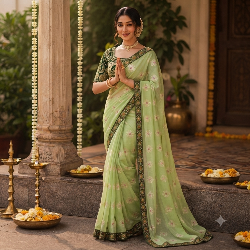 PISTA GREEN SAREE