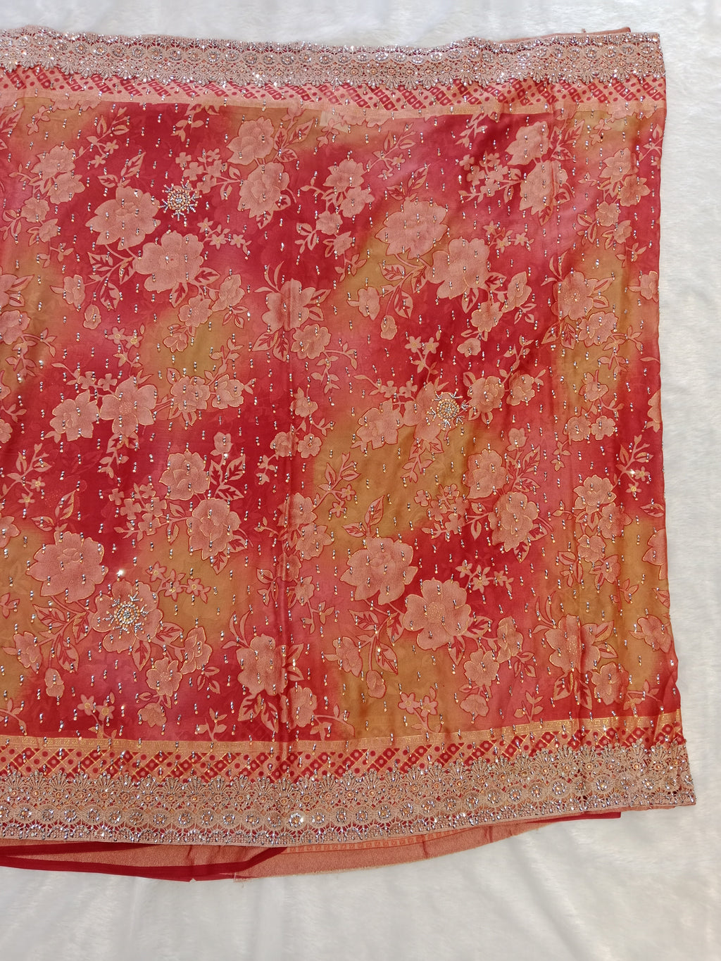 CORAL PEACH FLORAL SAREE