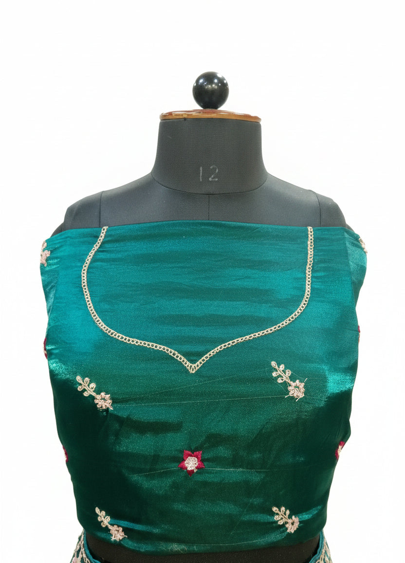 TEAL GREEN ORGANZA LEHENGA