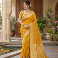 MUSTARD YELLOW BANARASI CHANDERI SILK SAREE