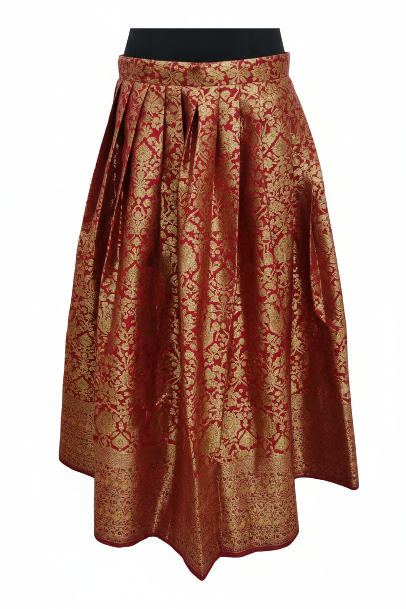BEIGE BASE LEHENGA WITH MULTICOLOUR JAAL PRINT + THAT RICH MAROON - GOLD BORDER