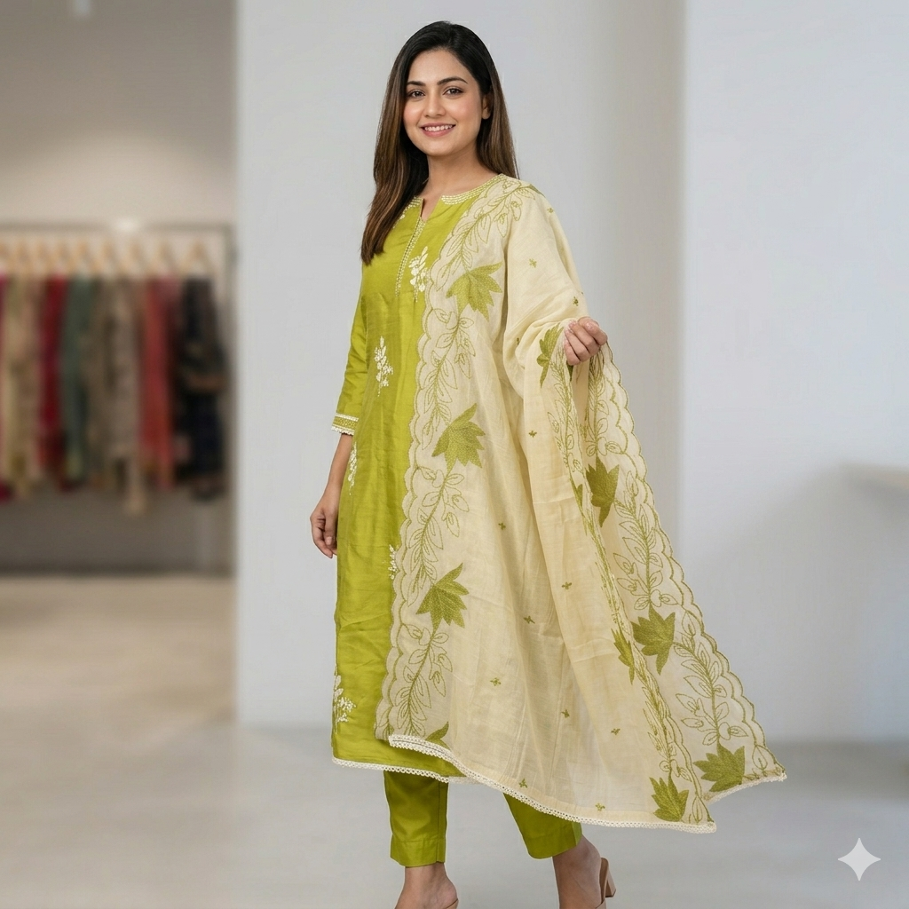 PARROT GREEN KURTI SET