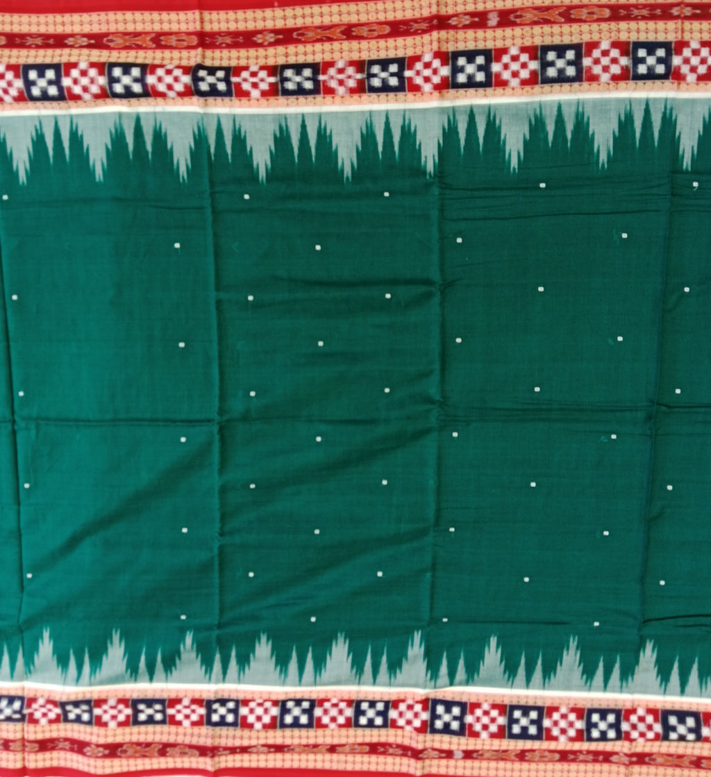 BOTTLE GREEN SAMBALPURI HANDLOOM COTTON SAREE