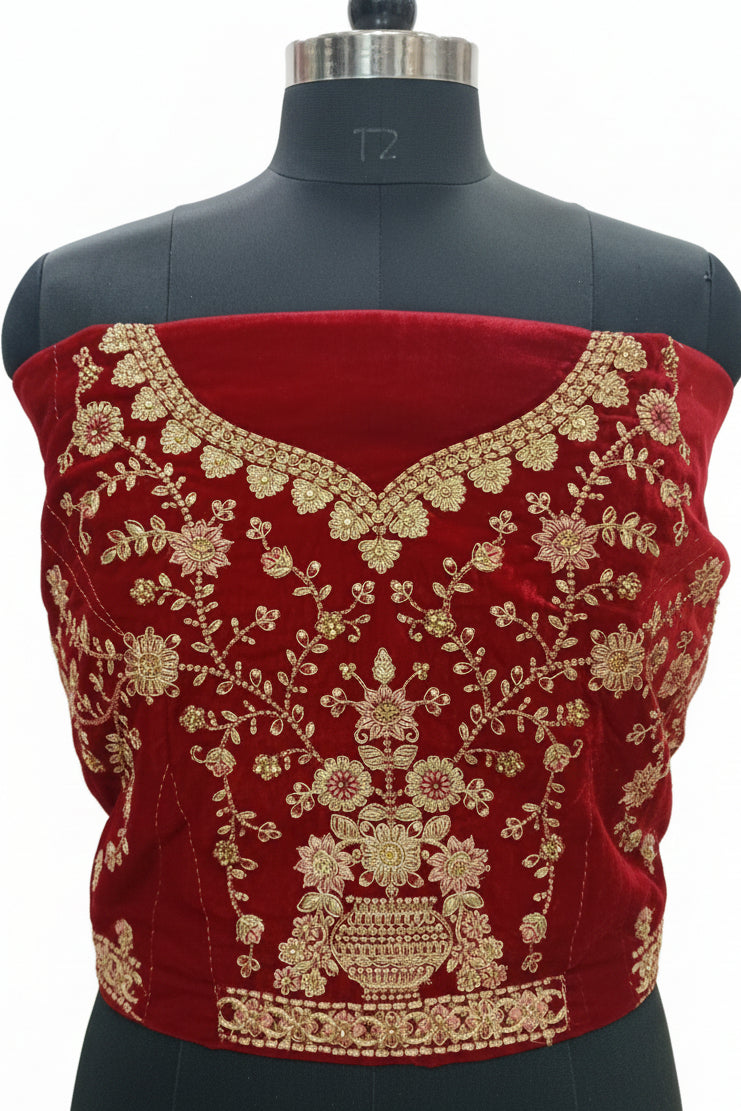 RED BRIDAL LEHENGA WITH HEAVY GOLD ZARDOZI