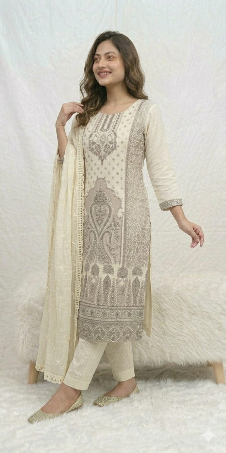 IVORY KURTI SET