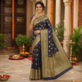 MIDNIGHT BLUE BANARASI SILK SAREES