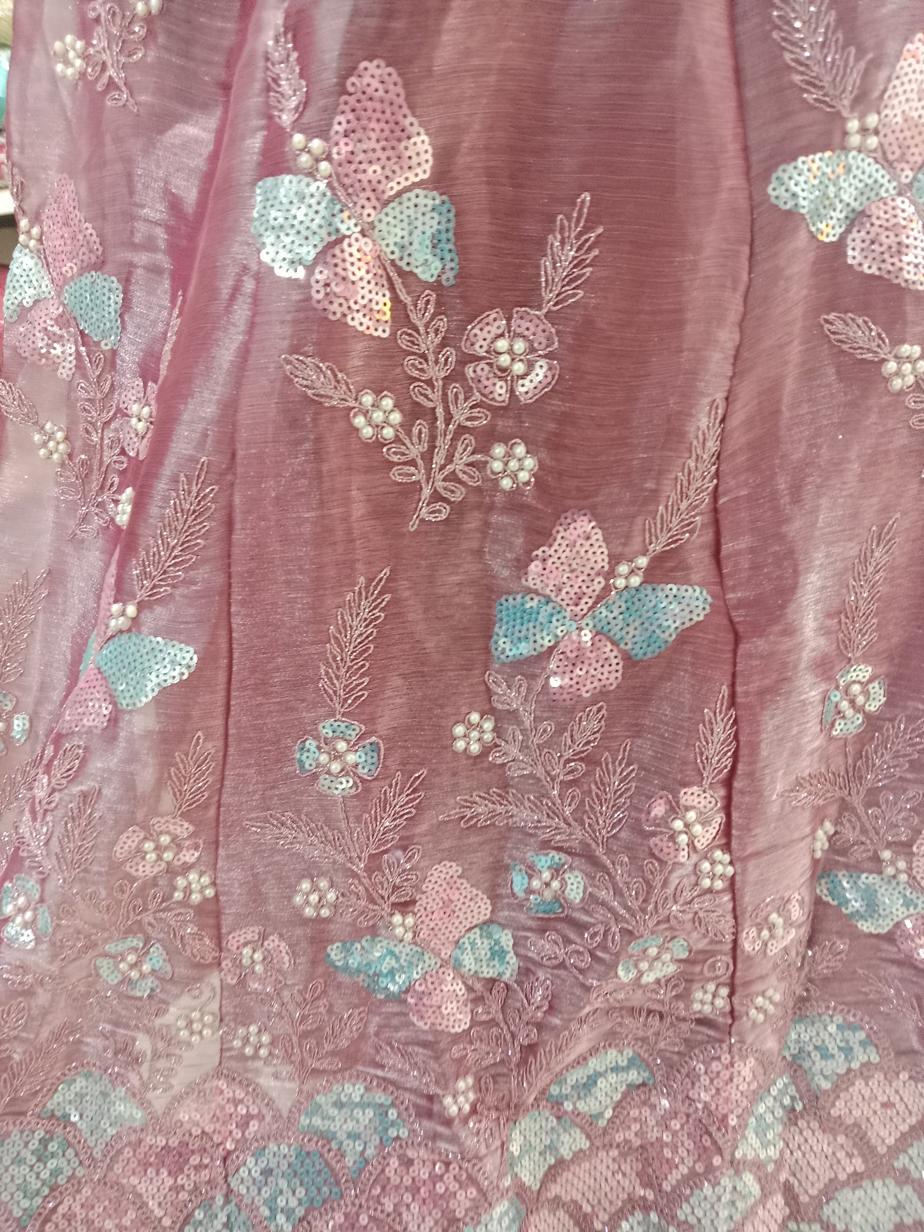 MAUVE STRAPLESS LEHENGA