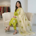 PARROT GREEN KURTI SET