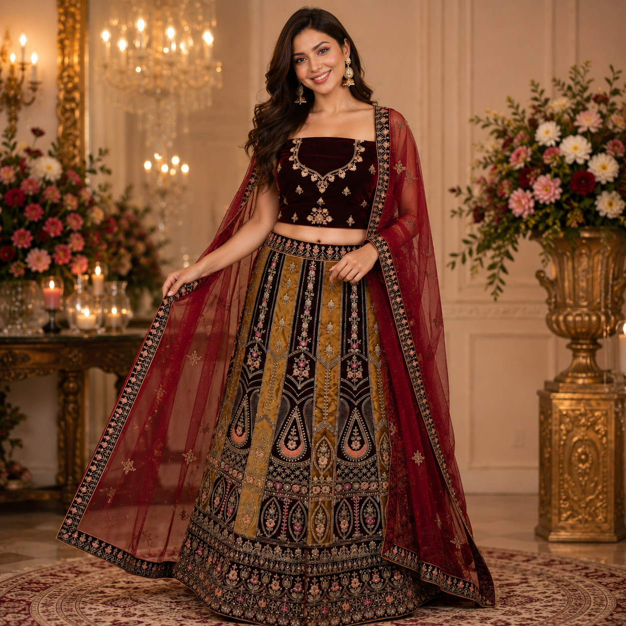 DEEP WINE RAJWADA LEHENGA