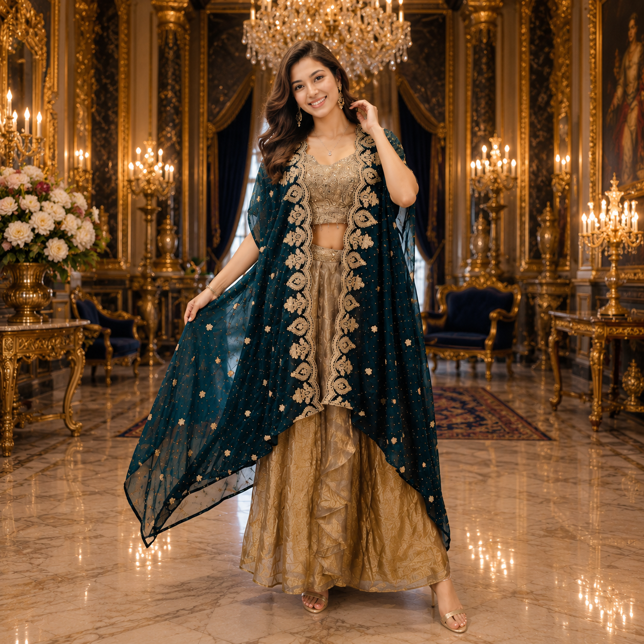 PETROL BLUE AMBER SHARARA