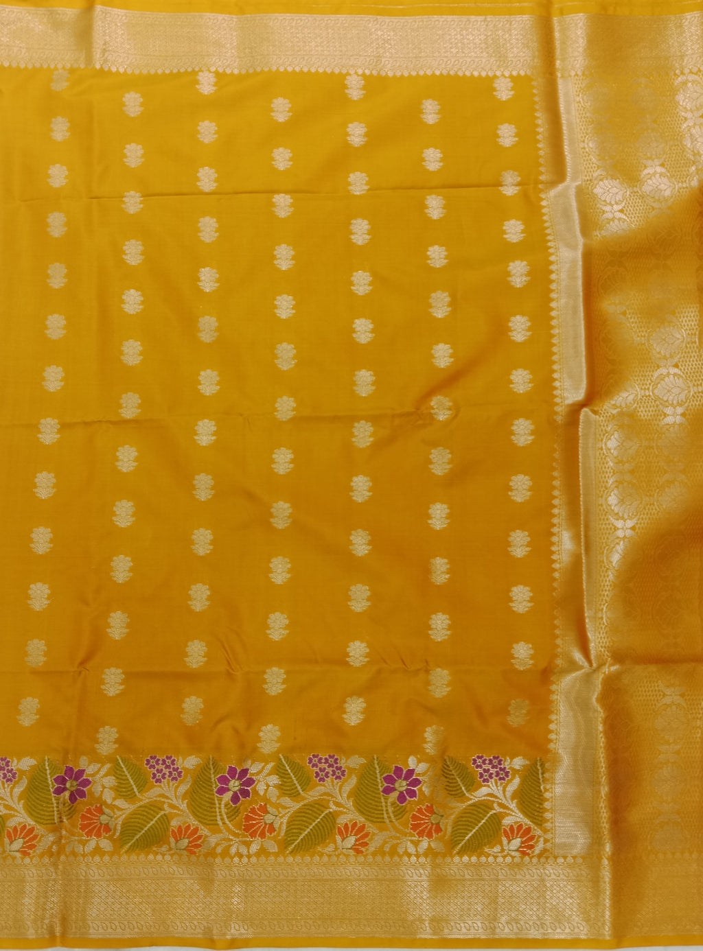 MUSTARD YELLOW BANARASI CHANDERI SILK SAREE