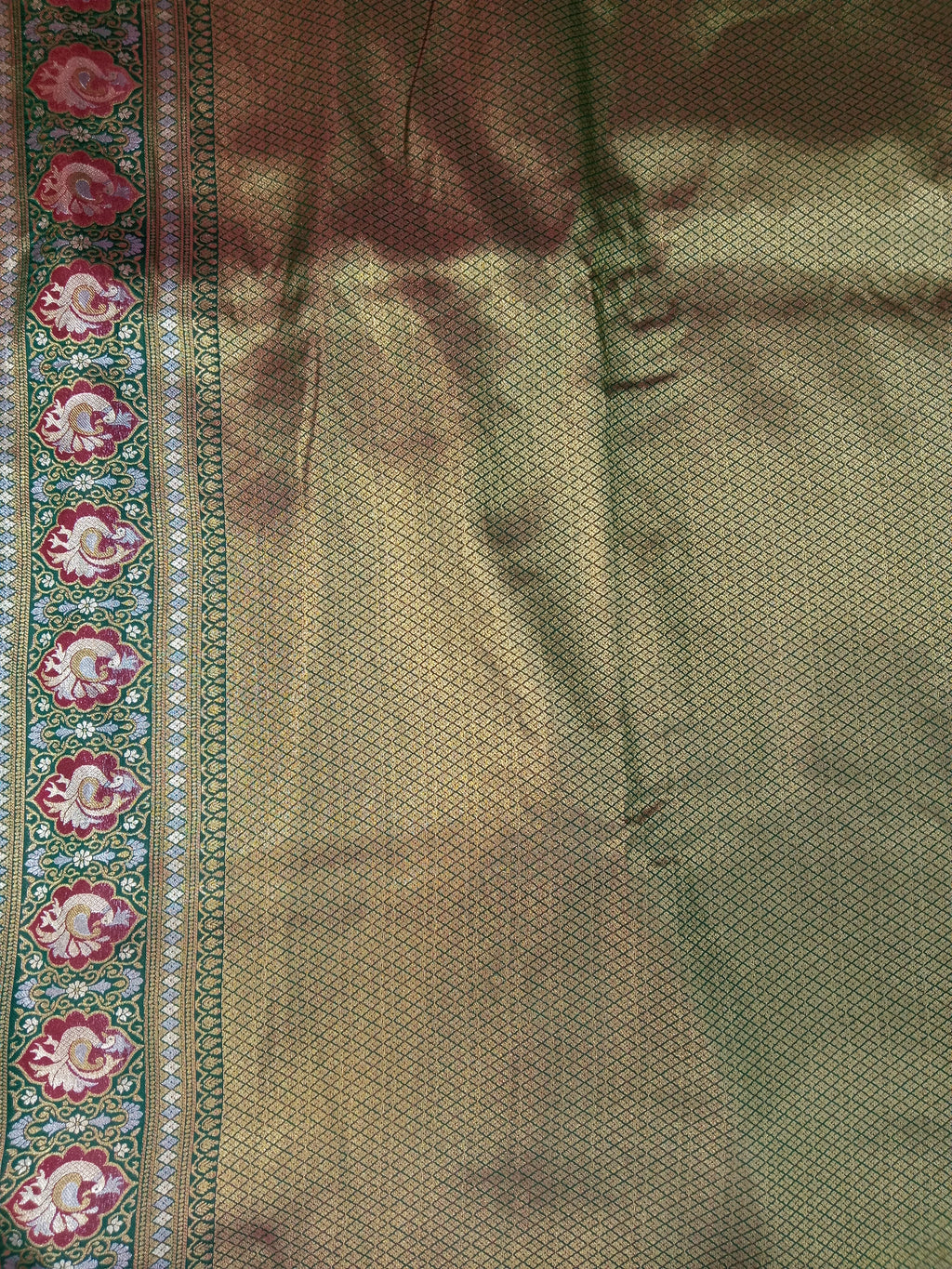 RED EMERALD GREEN BANARASI SILK SAREE