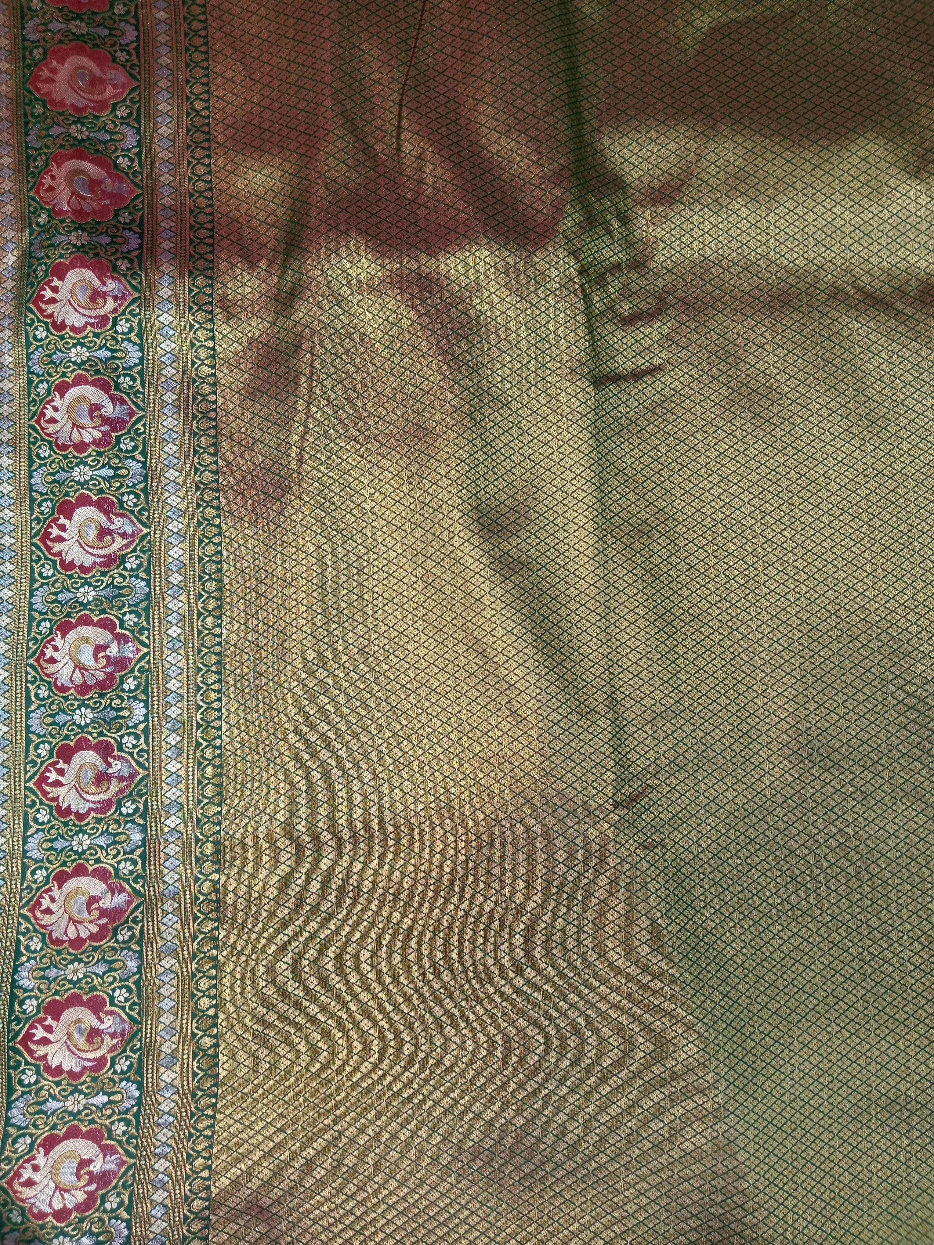 RED EMERALD GREEN BANARASI SILK SAREE