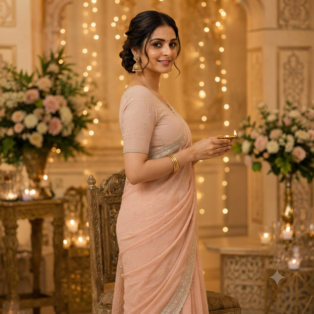 BLUSH PINK GEORGETTE SAREE