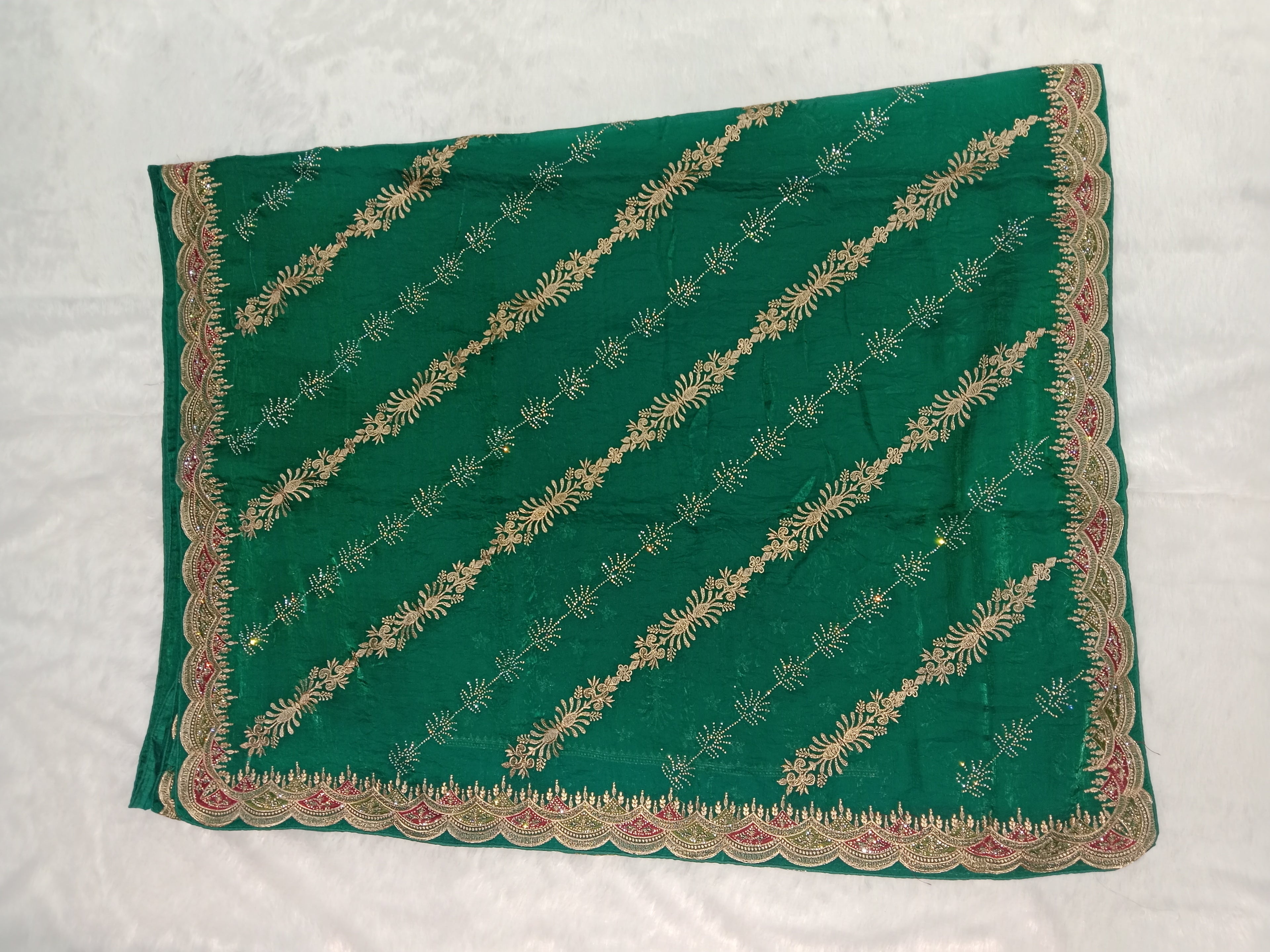 BOTTLE GREEN GEORGETTE SAREE