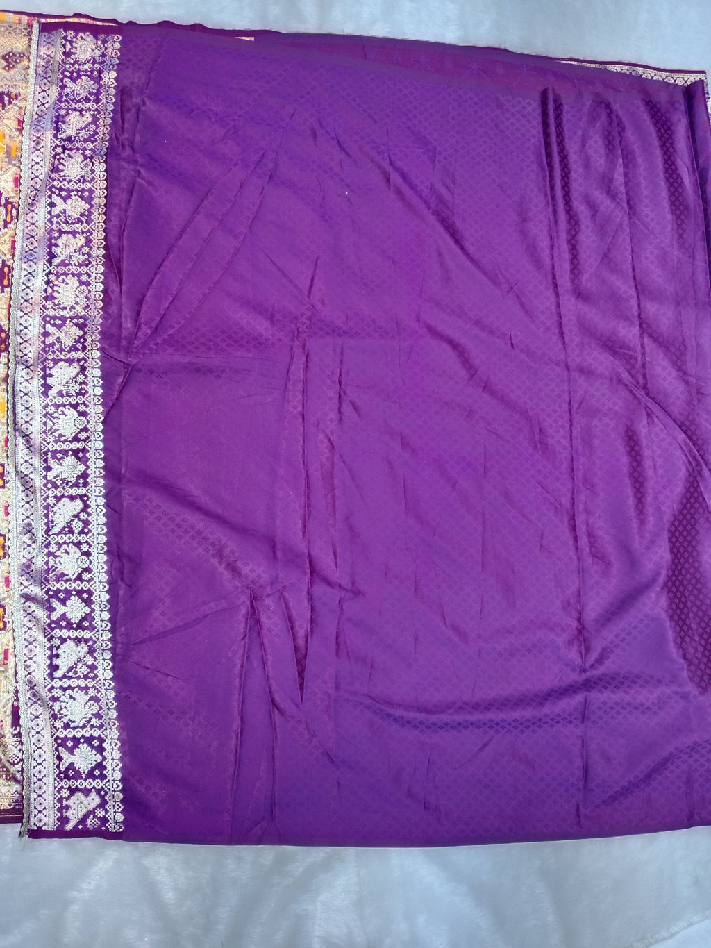 JAMUNI PURPLE BANARASI SILK SAREE WITH RUST ORANGE