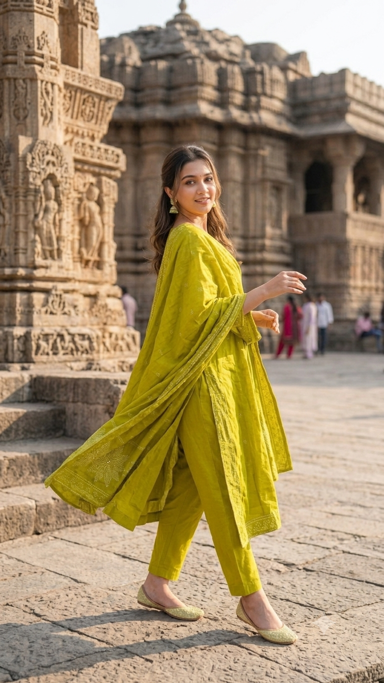 Shimmer Green Kurti Set