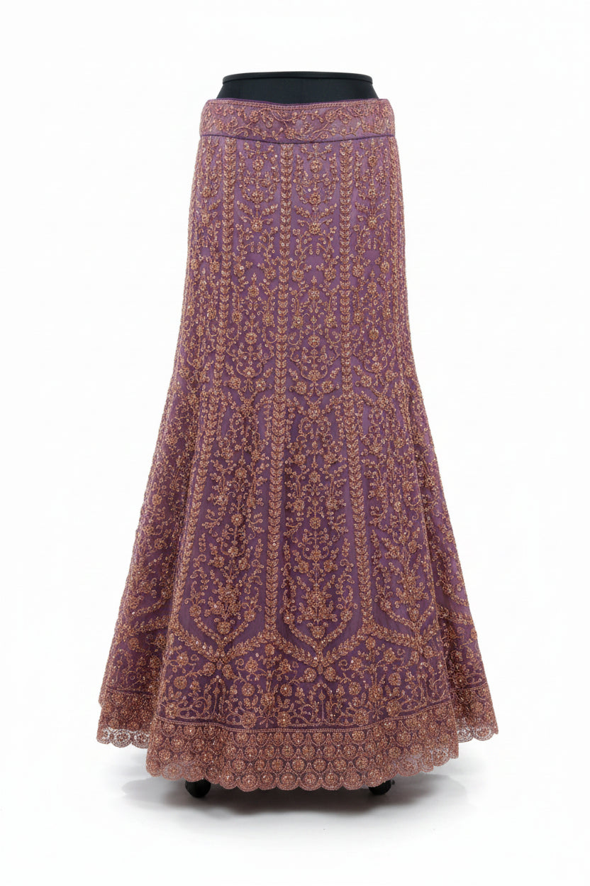 MAUVE LEHENGA WITH ROSE - GOLD EMBROIDERY