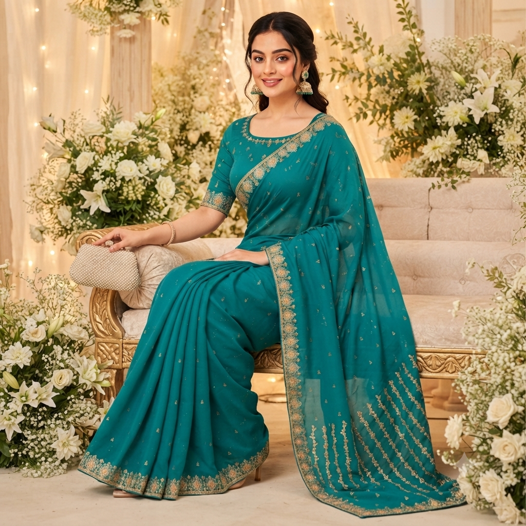 TEAL SAREE