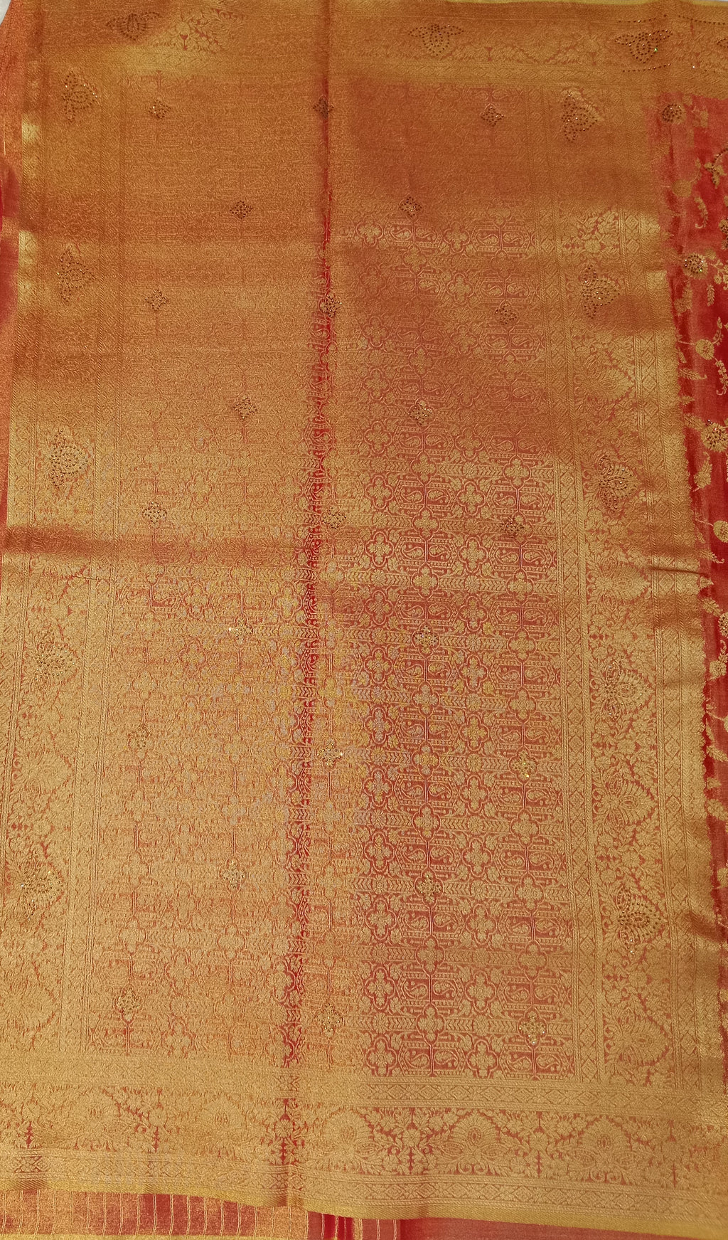 BURNT ORANGE BANARASI SILK SAREE