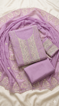 LAVENDER EMBROIDERED DRESS MATERIAL