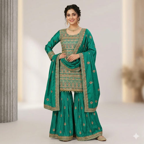 BOTTLE GREEN NOORANI SHARARA