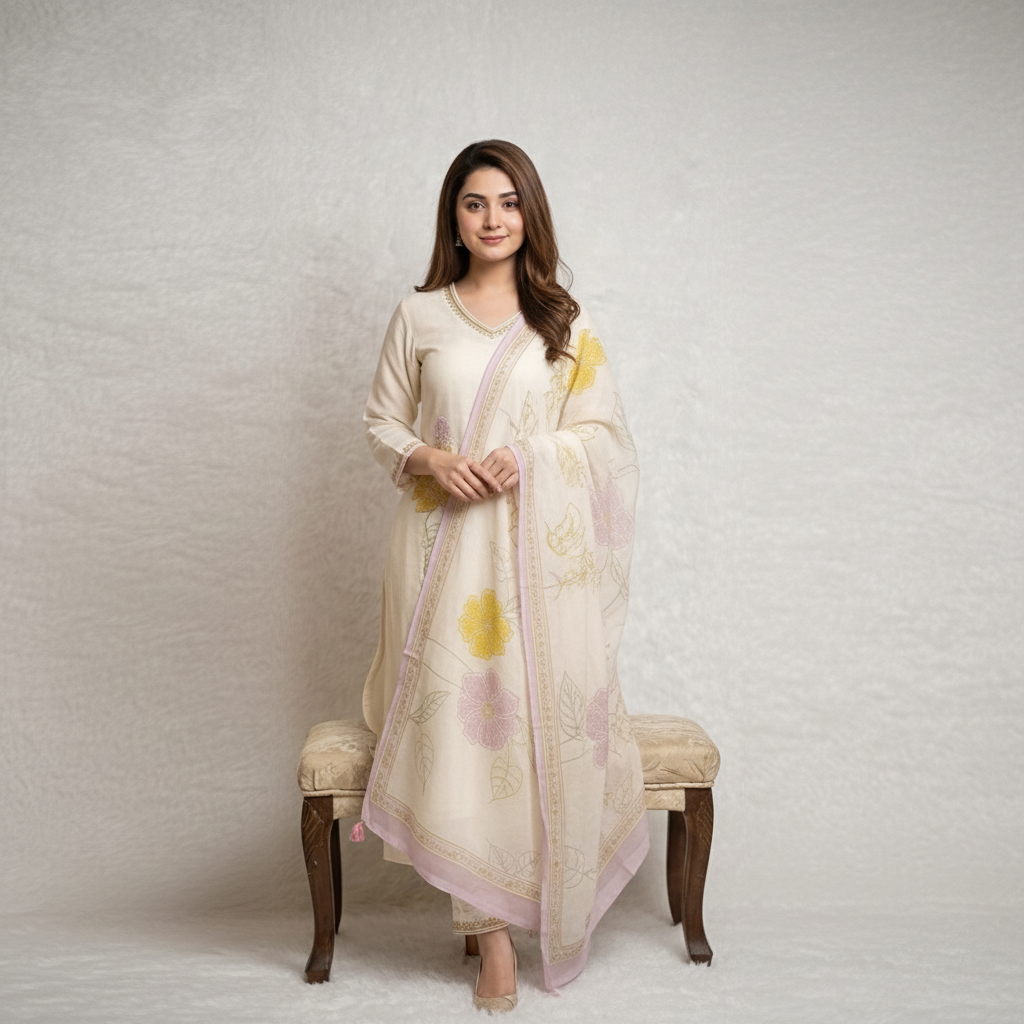 IVORY KURTI SET