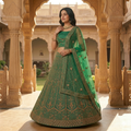 EMERALD GREEN LEHENGA WITH GOLD ZARI WORK