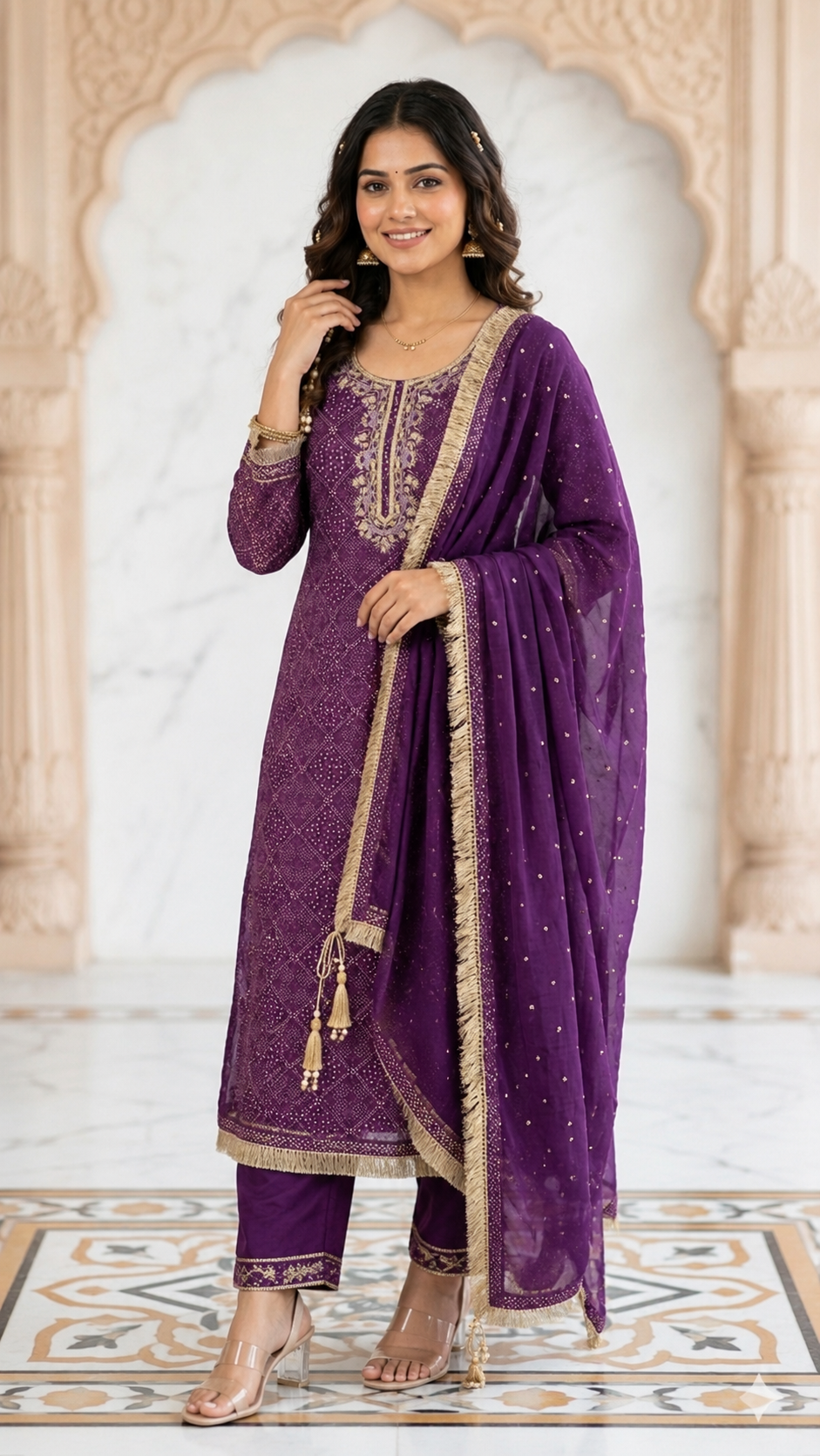 MAGENTA PURPLE EMBROIDERED DRESS MATERIAL
