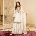 IVORY GOLD EMBROIDERED SHARARA